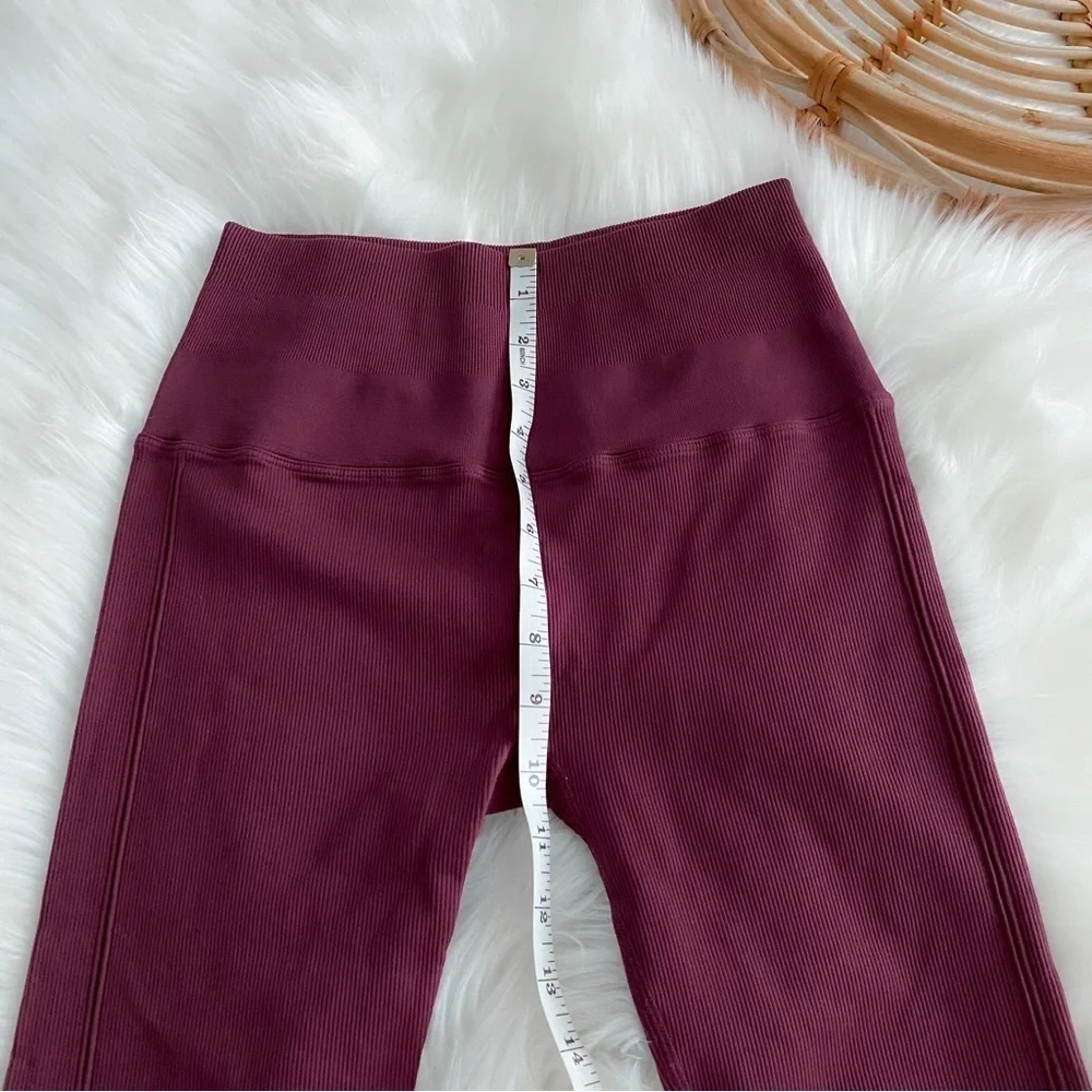 Spiritual Gangster Self Love Yoga Leggings Burgundy Maroon Cutout Rib High Rise